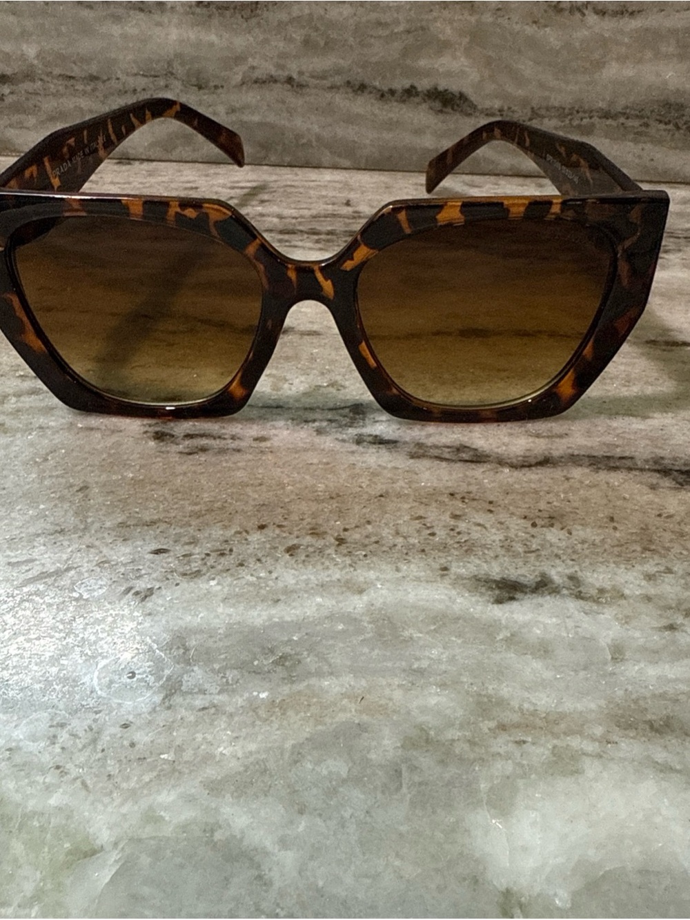 Prada Tortoiseshell Geometric Sunglasses - Brown Gradient Lenses